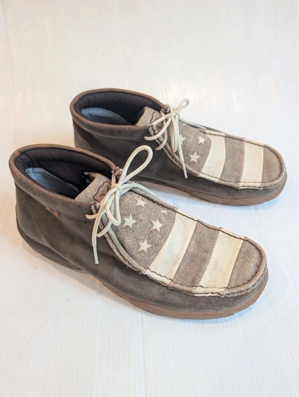 TWISTED X Men's Brown Leather USA Flag Chukka Driving Mocs Lace-up Boots Size 11